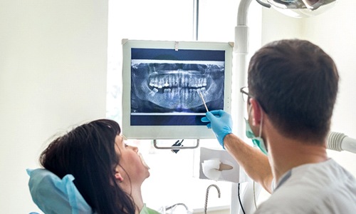 Worcester dentist showing patient their dental X-rays