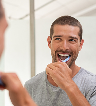 Man brushing his teeth