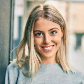 woman with blue eyes smiling