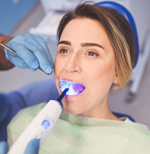Woman getting a dental filling