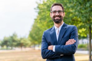 Man smiles confidently after teeth whitening in Worcester 