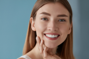 a patient admiring their whitened smile